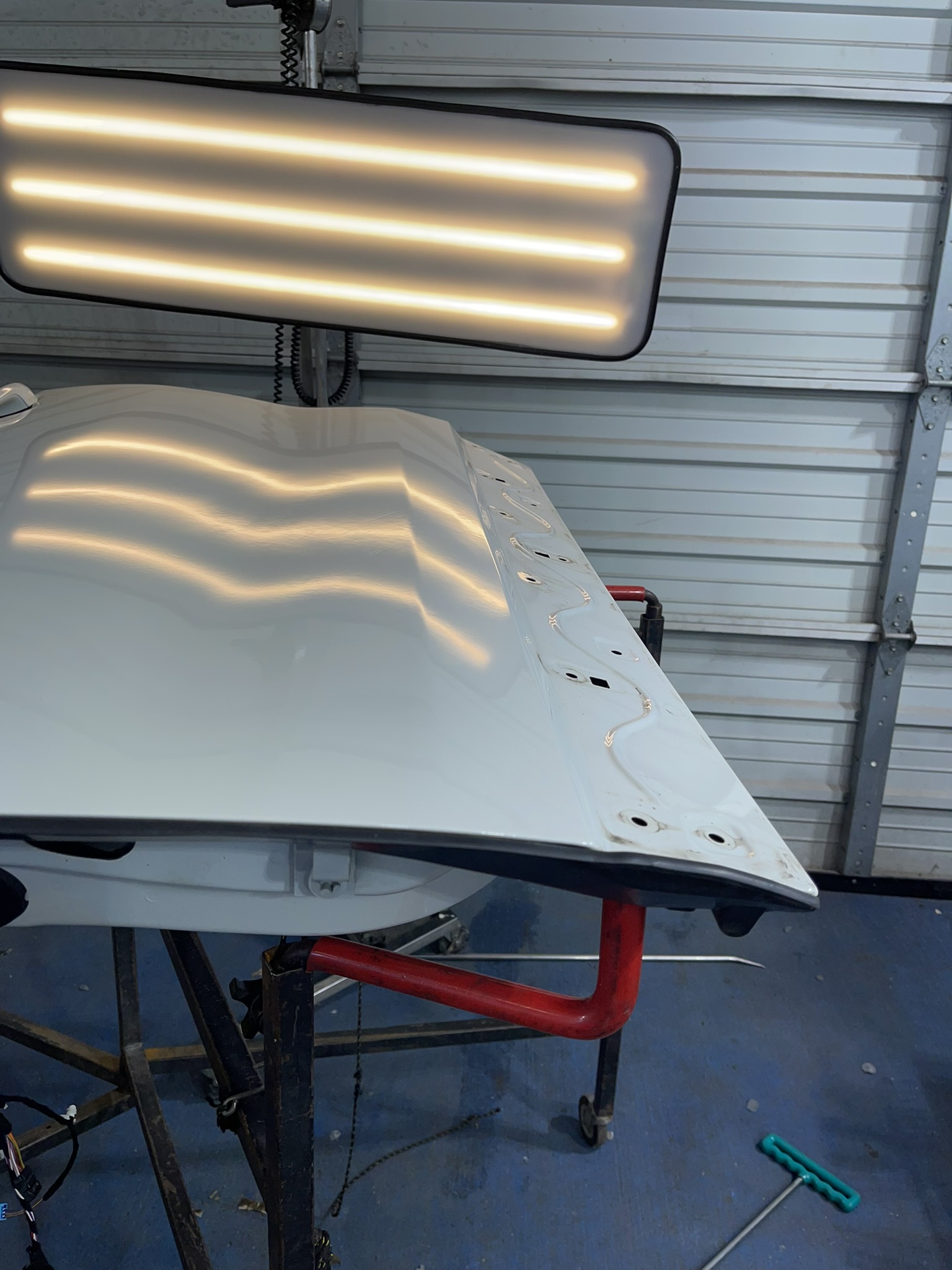 White hood after repair
